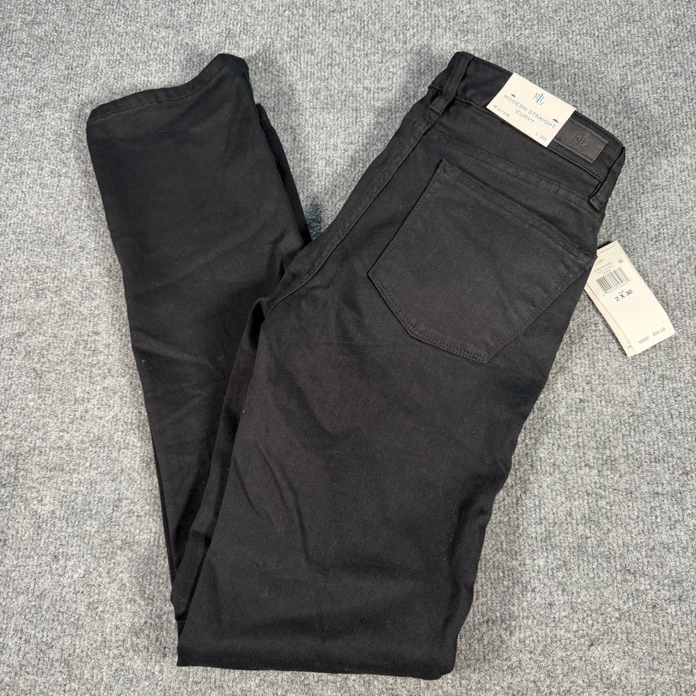 Lauren Ralph Lauren Modern Straight Curvy Black Jean 2x30 NWT 209518315001 #4353